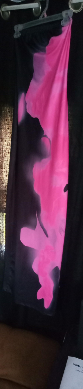 Abstract Pink Black Window Curtain Panel